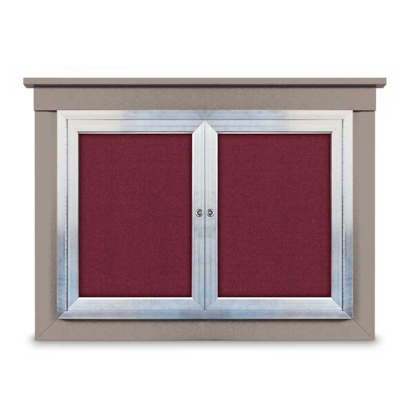 36"x36" 1-Door Enclosed Letterboard, Header, Green Felt/Cherry